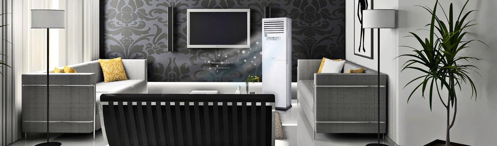 Máy lạnh tủ đứng hiện đại trong không gian văn phòng, minh họa hiệu năng làm mát