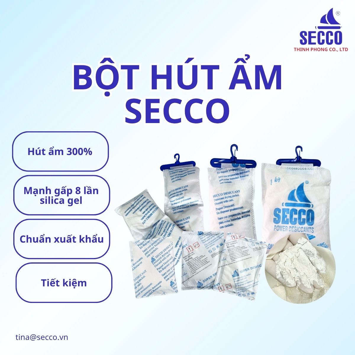 bột hút ẩm túi chống ẩm secco