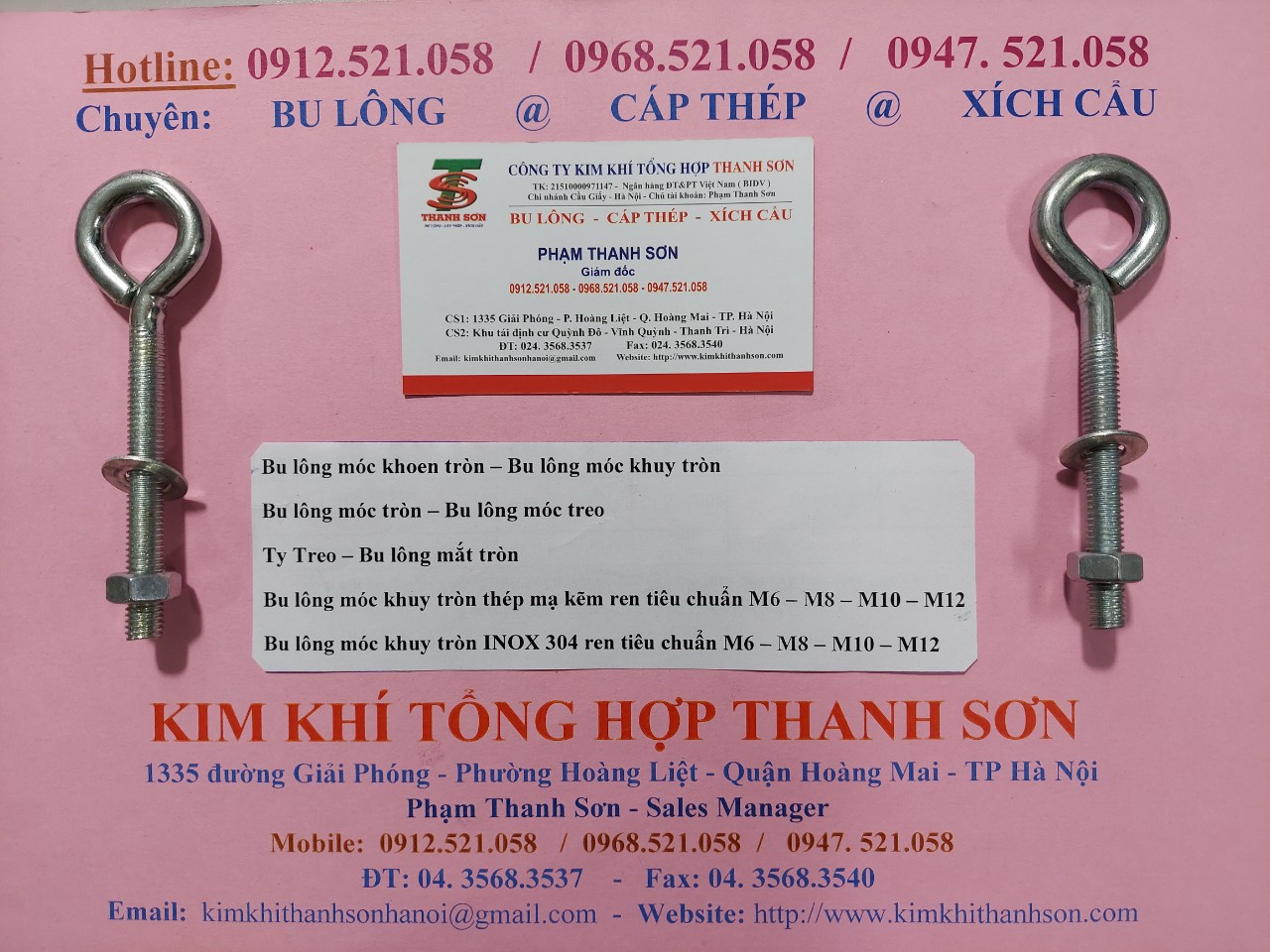 Sản xuất ty treo, bu long móc tròn M12,M10,M8,M6 đây 0913521058 Bu lông ốc vít Thanh Sơ