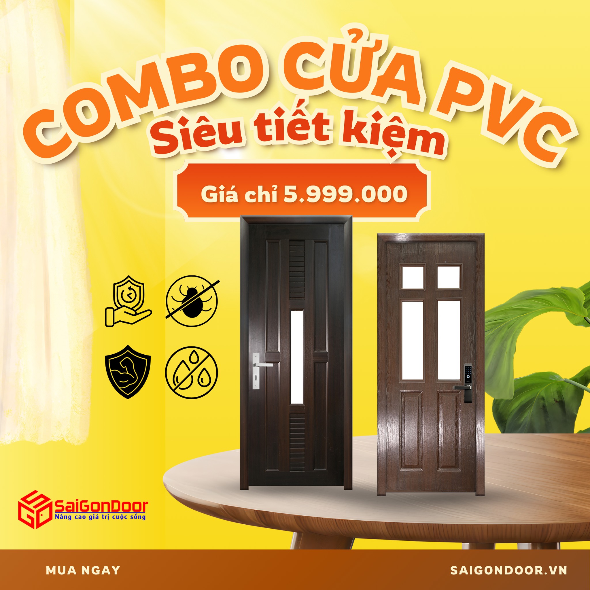 Combo cửa nhựa PVC - Siêu tiết kiệm, siêu chất lượng