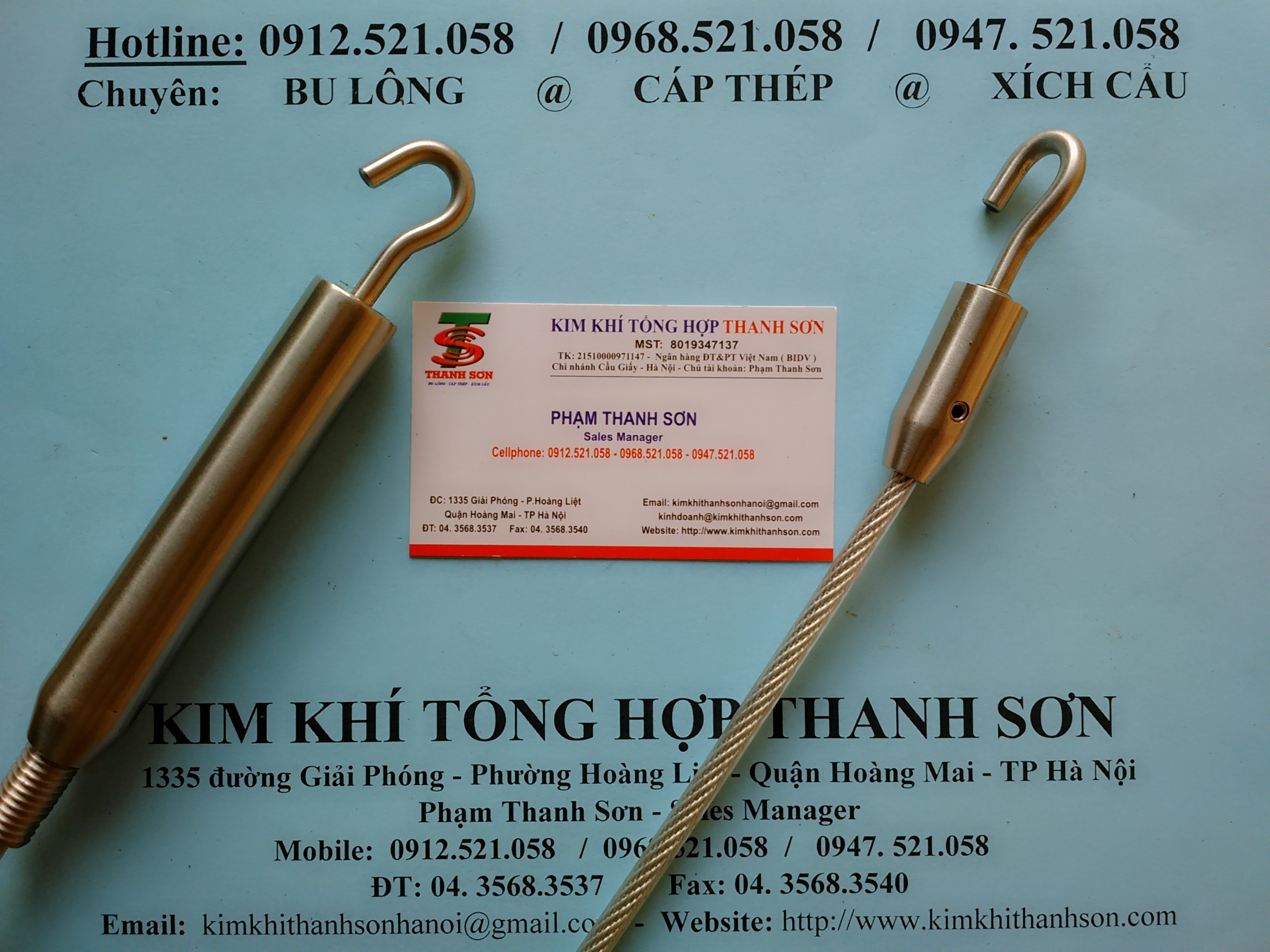 Tăng đơ ống dùng căng cáp cầu thang 0913521058 Kim khí Thanh Sơn - Hà Nội chuyên doa