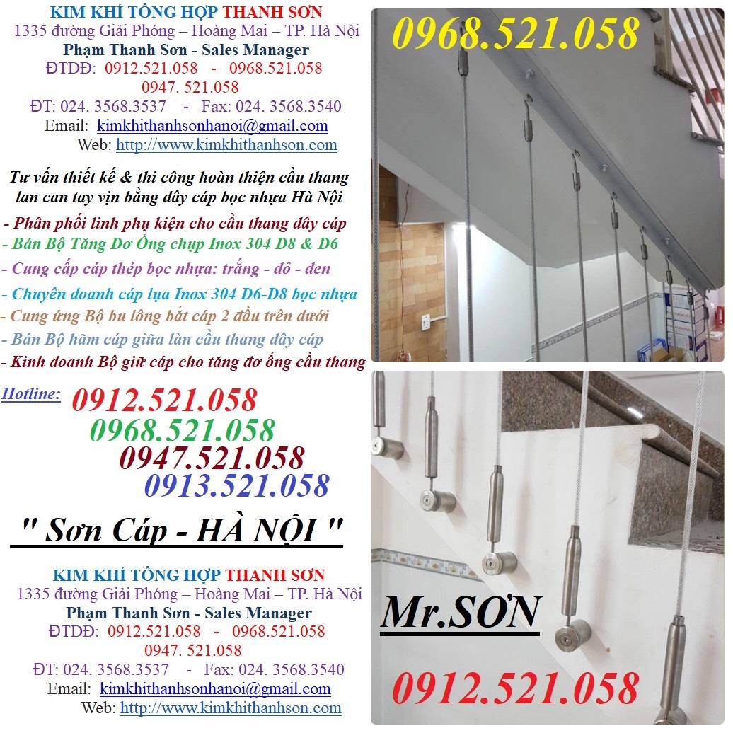 Tăng đơ ống dùng căng cáp cầu thang 0913521058 Kim khí Thanh Sơn - Hà Nội chuyên doa