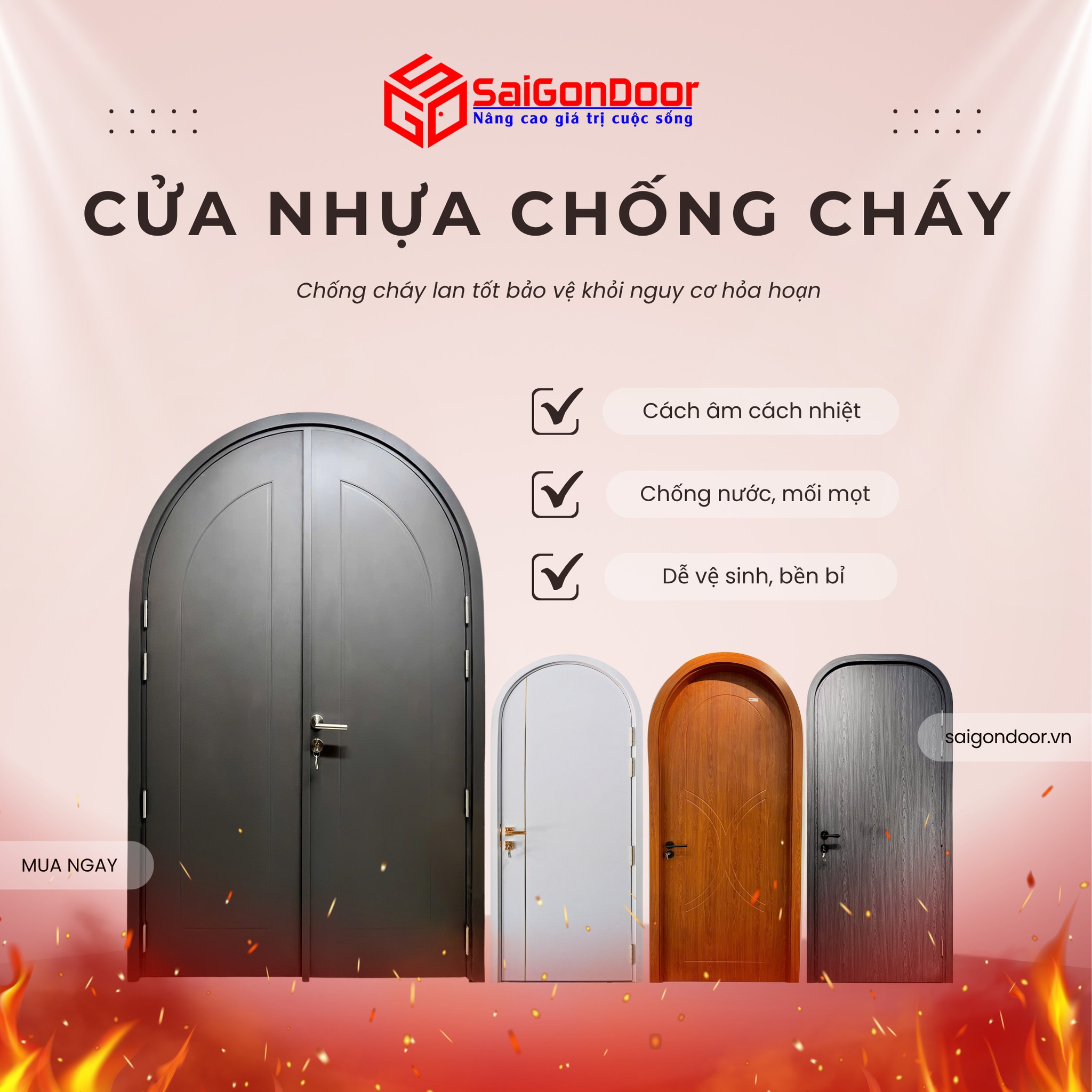Cửa nhựa chống cháy SaiGonDoor - Không gian sống an toàn