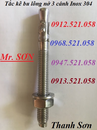 Nở 3 cánh M12x100, M10x100,M8x100 mạ 0913521058 Bu lông cáp thép Thanh Sơn - Hà Nội kinh