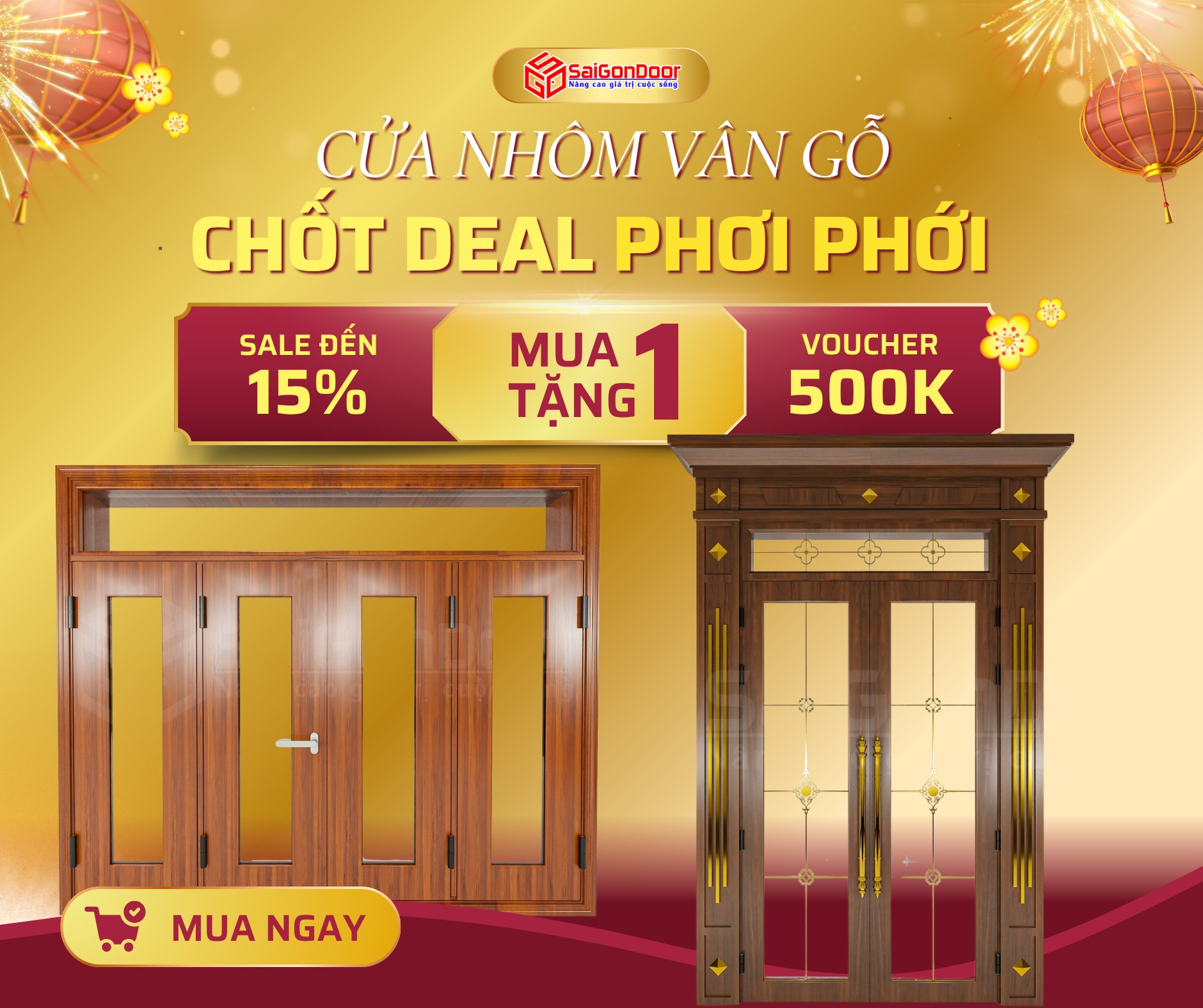 Cửa nhôm vân gỗ - Bền đẹp giá tốt