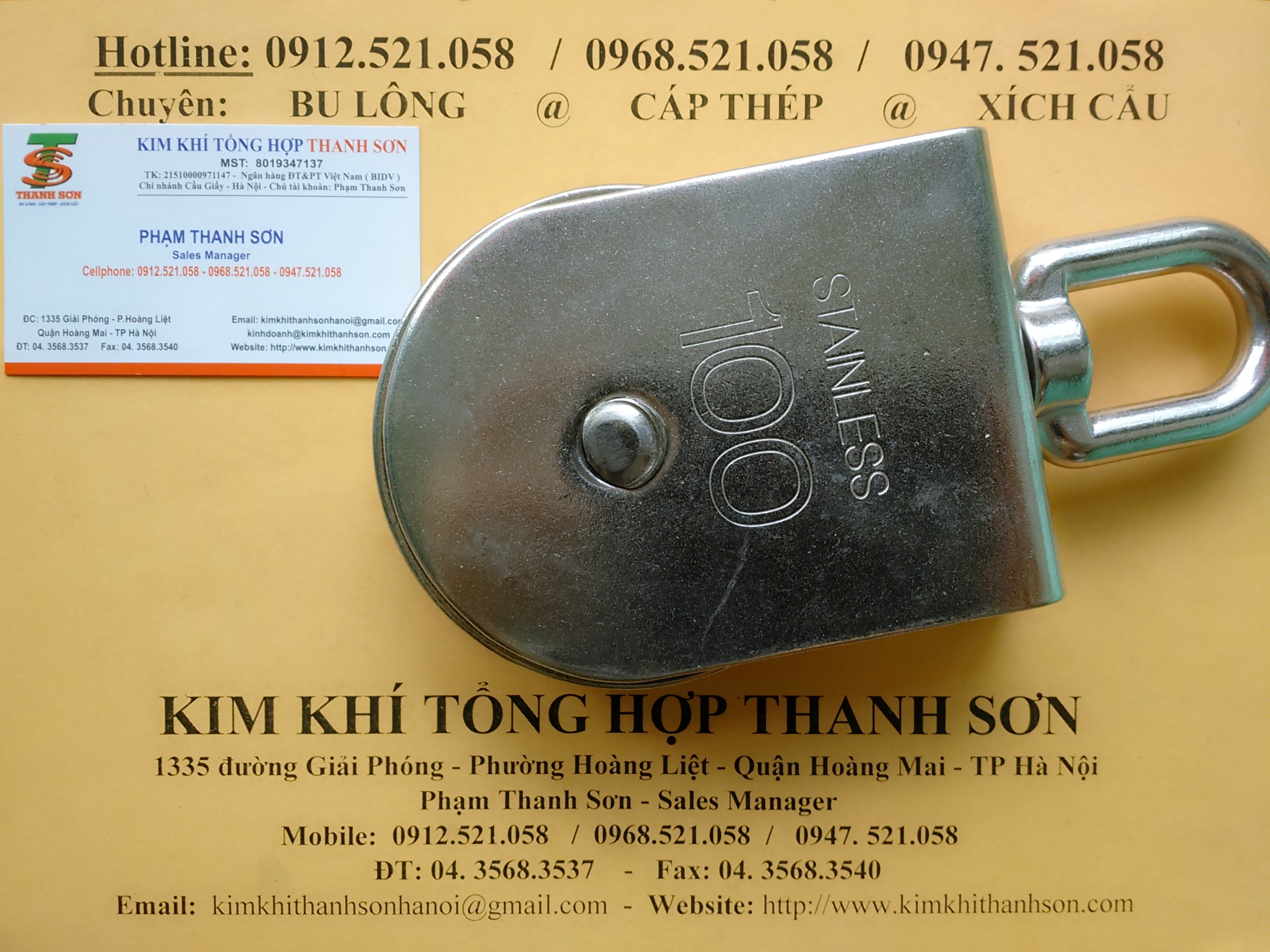 Puly đơn INOX 304 D100,D75,D50 hà nội 0913521058 Mr SƠN có ròng dọc đơn Inox 304 D15,D25