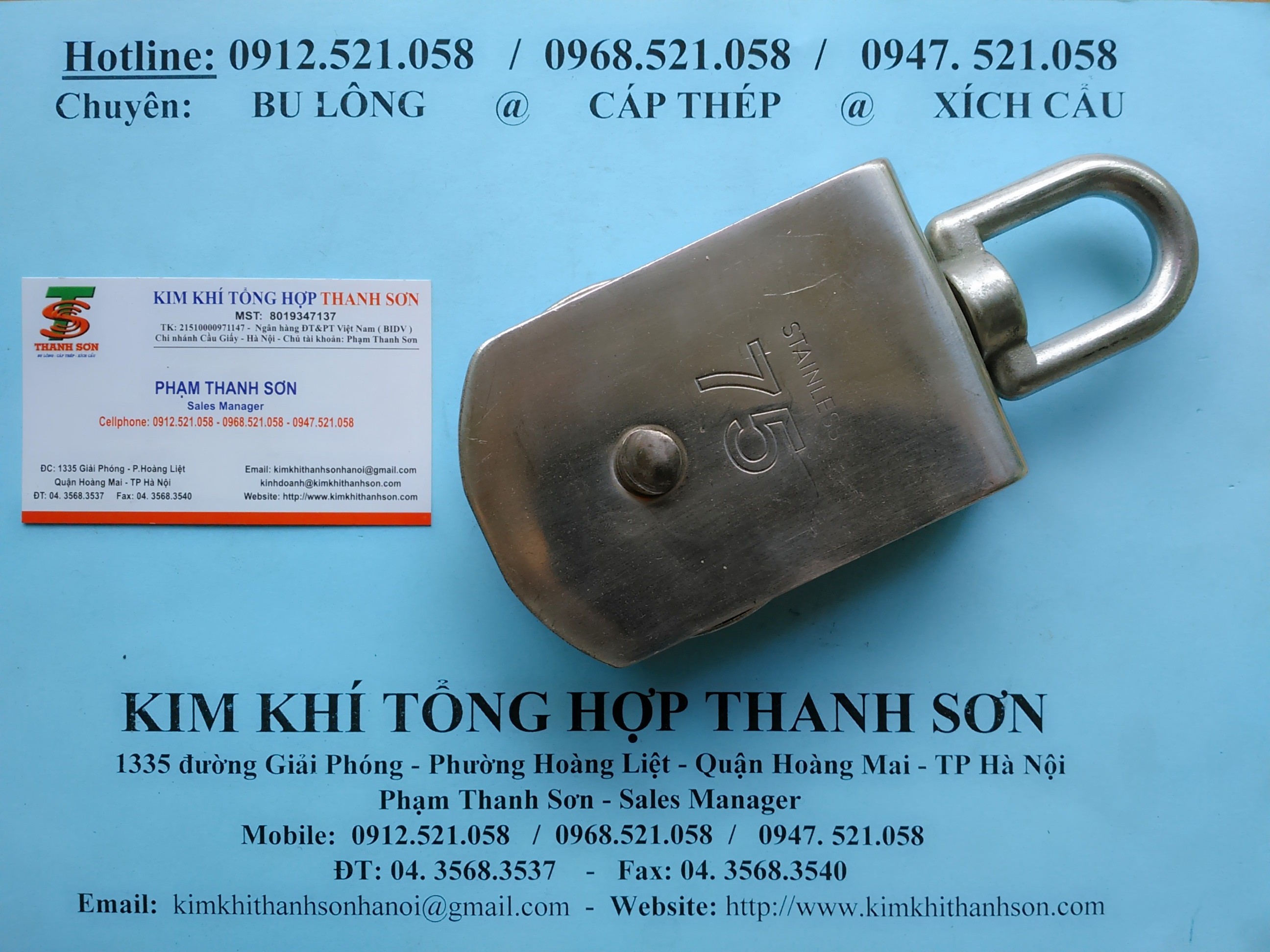 Puly đơn INOX 304 D100,D75,D50 hà nội 0913521058 Mr SƠN có ròng dọc đơn Inox 304 D15,D25