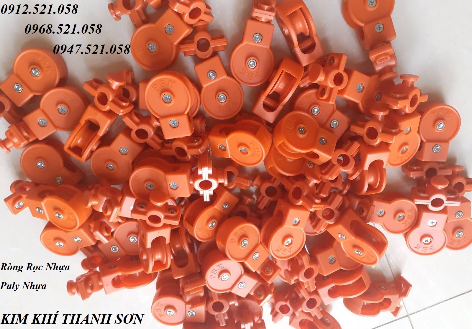 Ròng rọc treo dây cáp điện, puly nhựa màu Vàng 0947521058 Kim khí vật tư Thanh Sơn