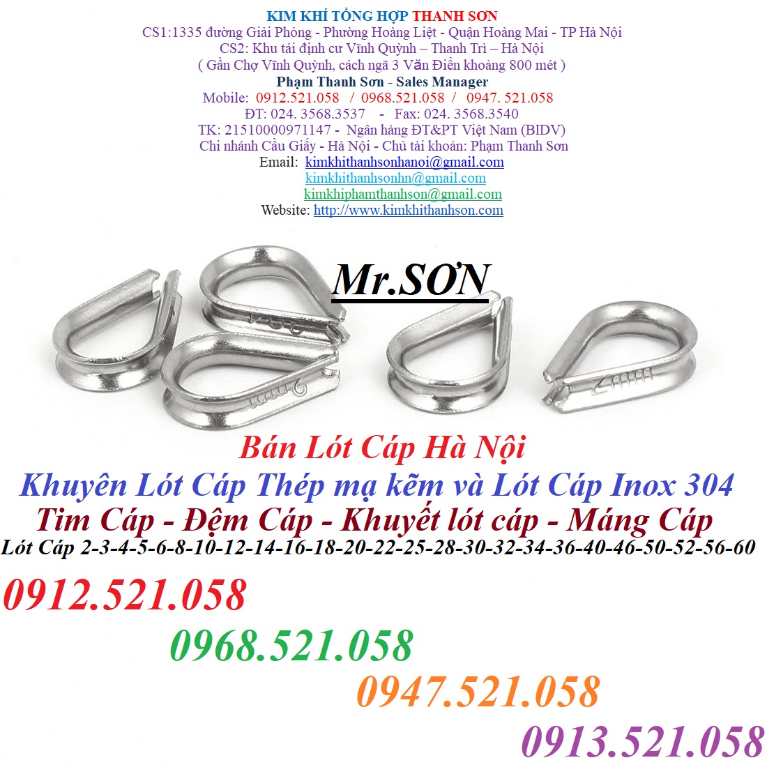 Có luôn bẹn lót cáp thép mạ kẽm D6,8,10,12,14,16 rẻ 0968521058 Kim khí tổng hợp Th