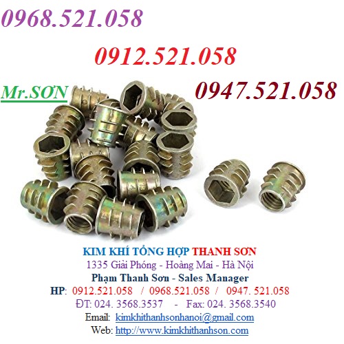 Đai ốc cấy gỗ M6,M5,M4,M10,M8 mạ 7 mầu 0912521058 Kim khí Thanh Sơn - Hà Nội có ê