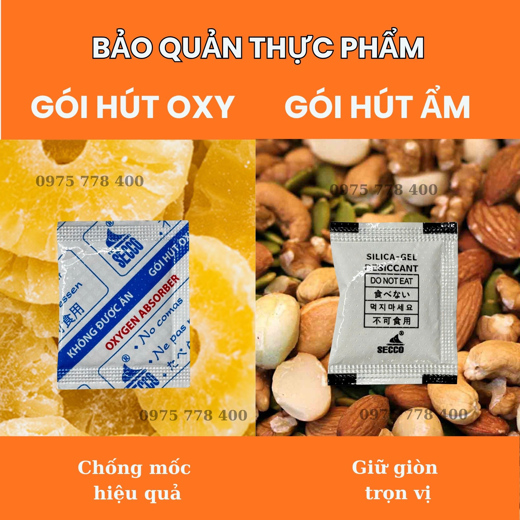 Gói Hút Ẩm Secco Chuyên Bảo Quản Thực Phẩm