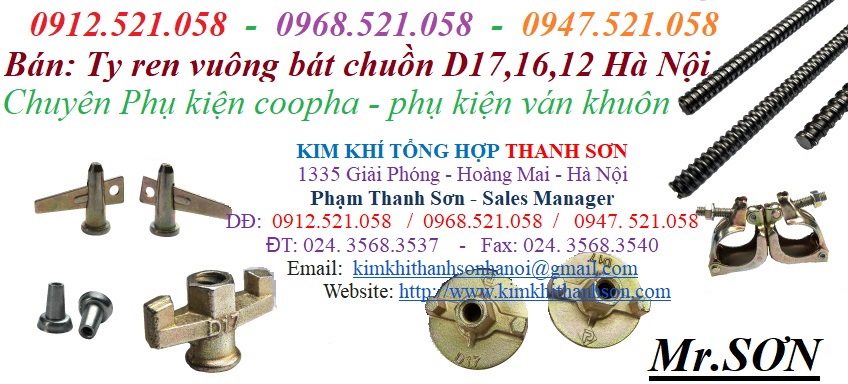 Thanh ty ren thô D12,D16,D17 và bát chuồn 0913521058 Vật tư kim khí THANH SƠN hà nội ph