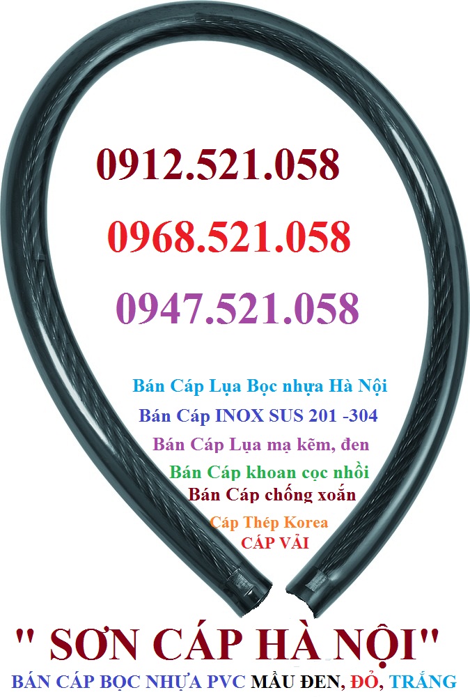 Phi 6,phi 5, phi 8, phi 10 cáp thép bọc nhựa Đen 0913521058 Kim khí vật tư Thanh Sơn - H