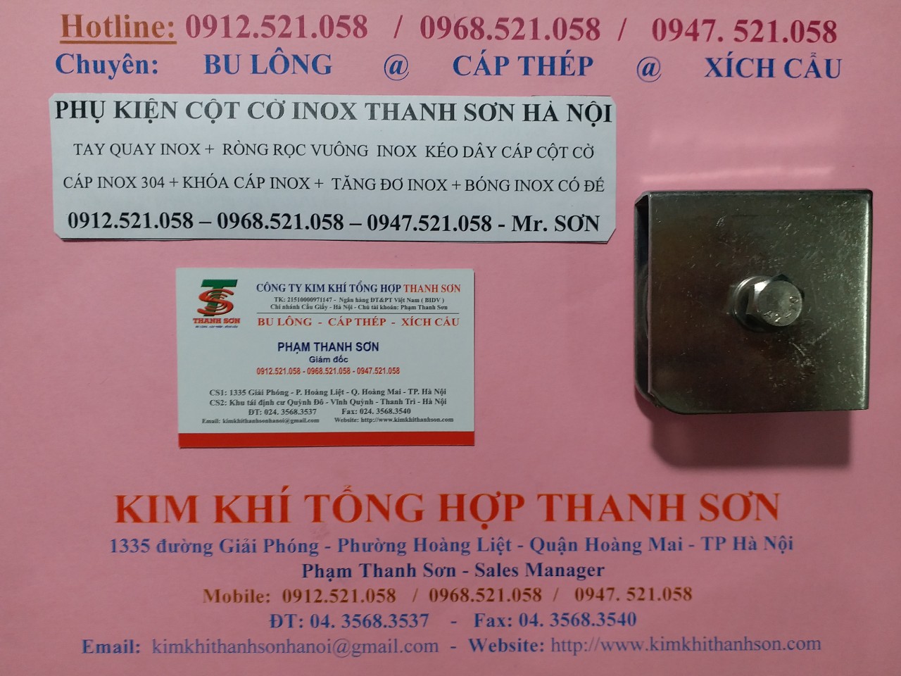 Ròng dọc vuông inox của cột cờ 0912521058 Kim khí tổng hợp THANH SƠN hà nội phân