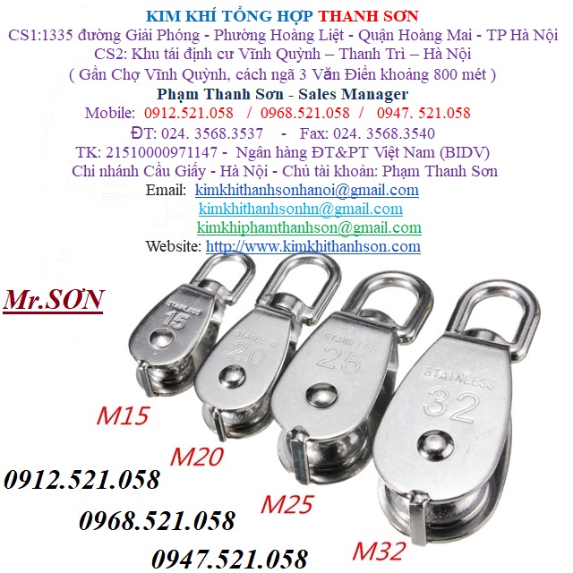 Chuyên cung cấp Ròng rọc 304 INOX Thanh Trì 0913521058 Kim khí vật tư tổng hợp THANH