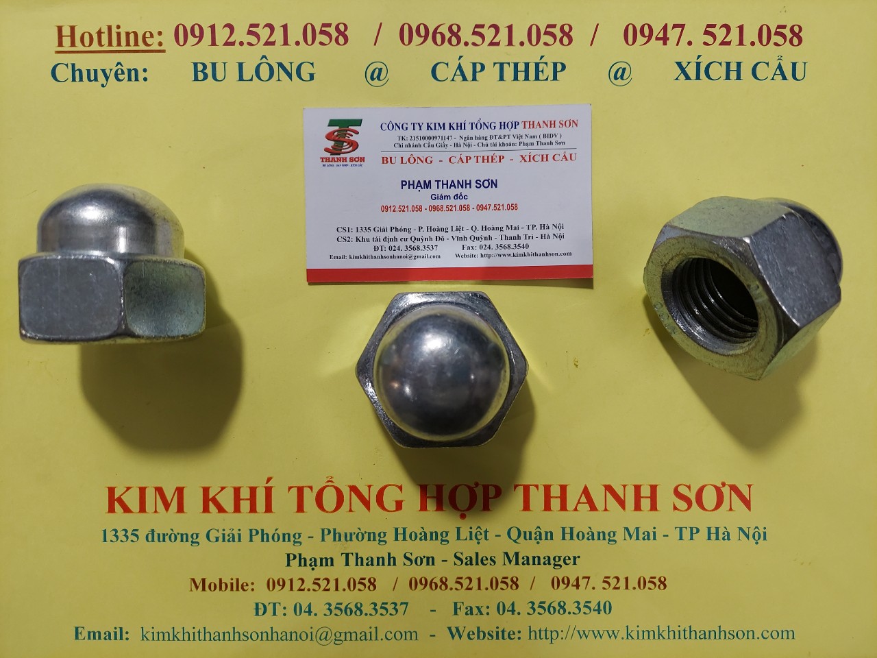 Ê cu mũ bằng Inox, tán bầu mạ kẽm 0968521058 Kim khí vật tư Thanh Sơn Thanh Trì Hà