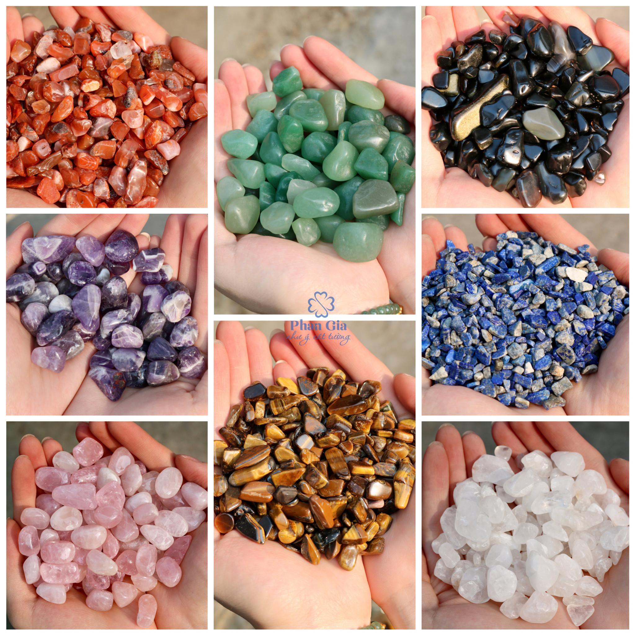 đá thạch anh ngũ sắc mài bóng