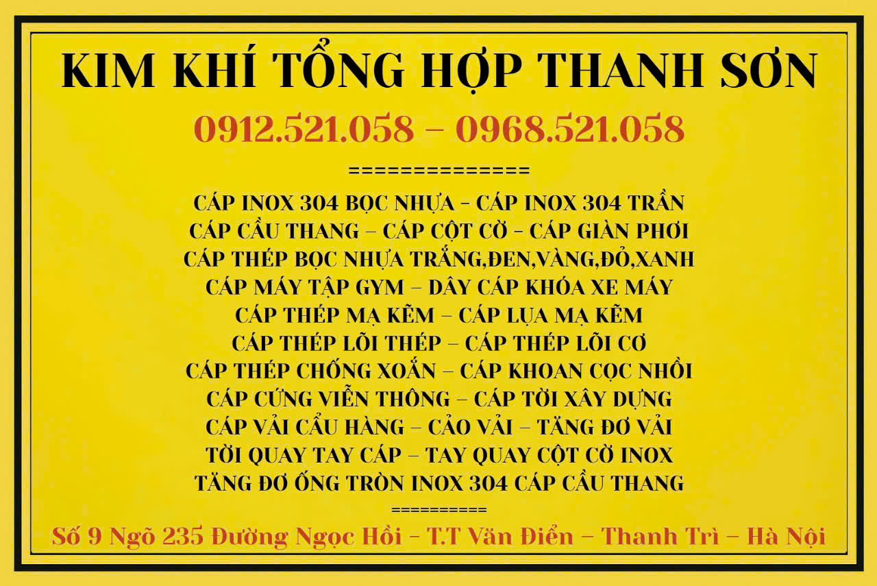 Cửa hàng cáp thép THANH TRÌ 0968521058 KIm khí THANH SƠN Hà Nội có dây cáp thép mạ