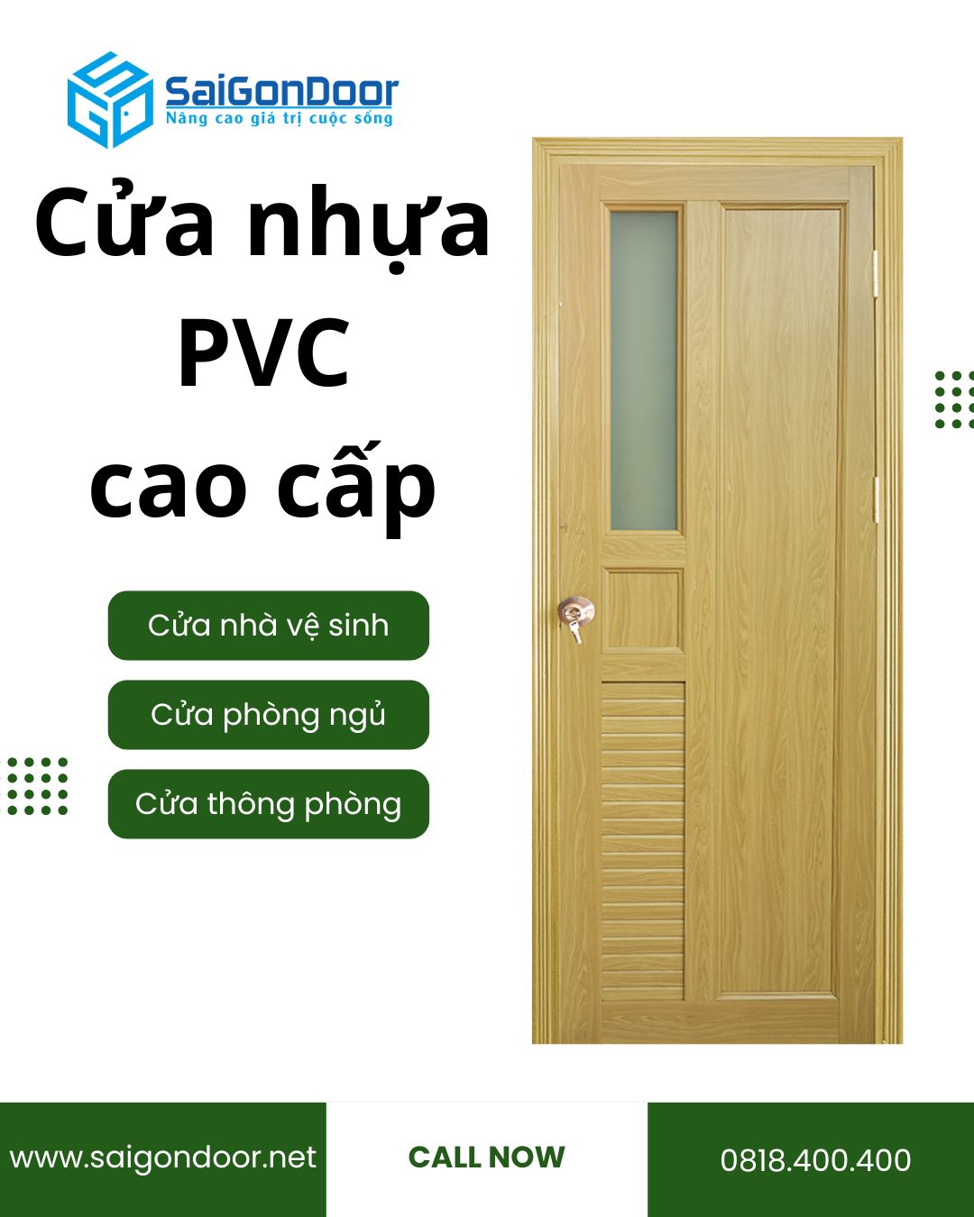 Cửa Nhựa PVC Cao Cấp – Nội Thất Sang Trọng, Bền Bỉ