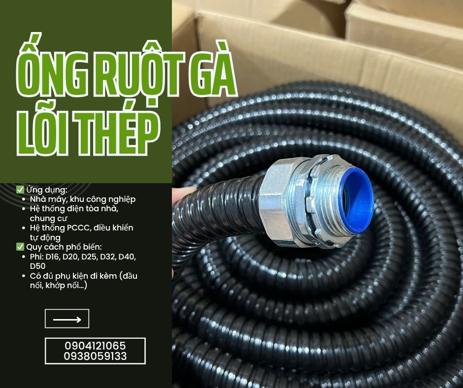 Ống ruột gà luồn dây điện cho tủ điều khiển