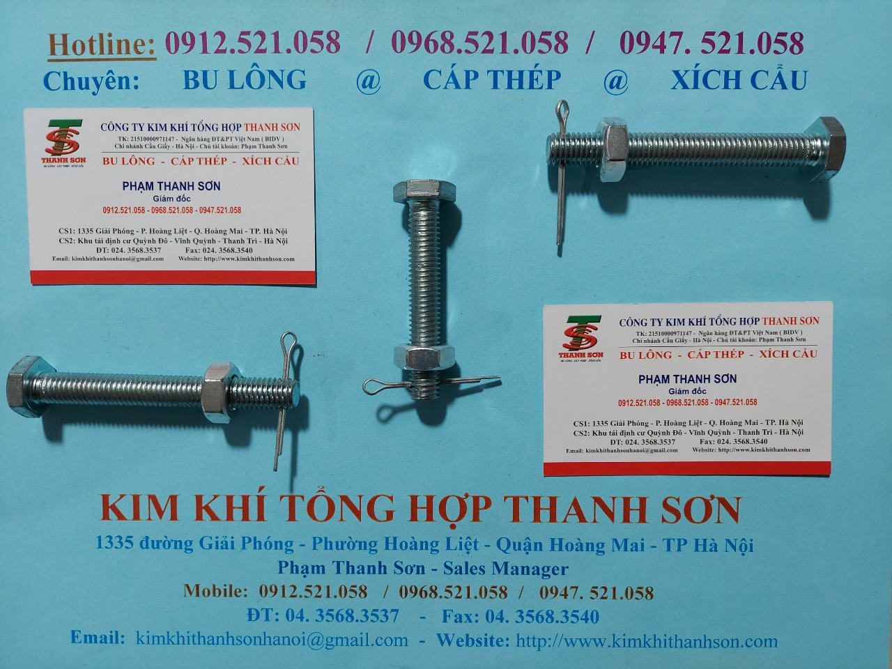 Bu lông M24x120 lỗ bắt chốt chẻ 0912521058 Bu lông THANH SƠN số 9 ngõ 235 đường Ng