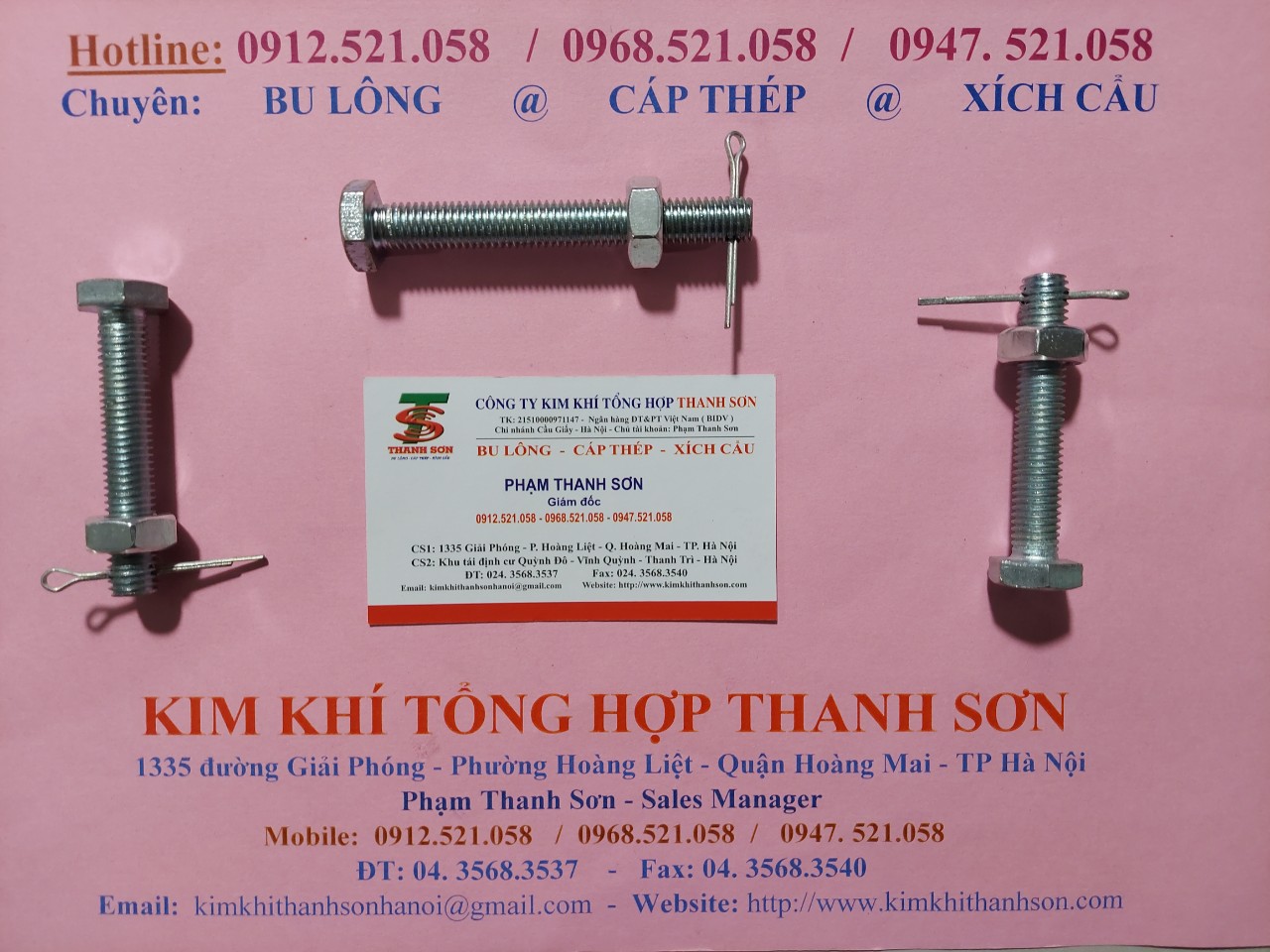 Bu lông M24x120 lỗ bắt chốt chẻ 0912521058 Bu lông THANH SƠN số 9 ngõ 235 đường Ng