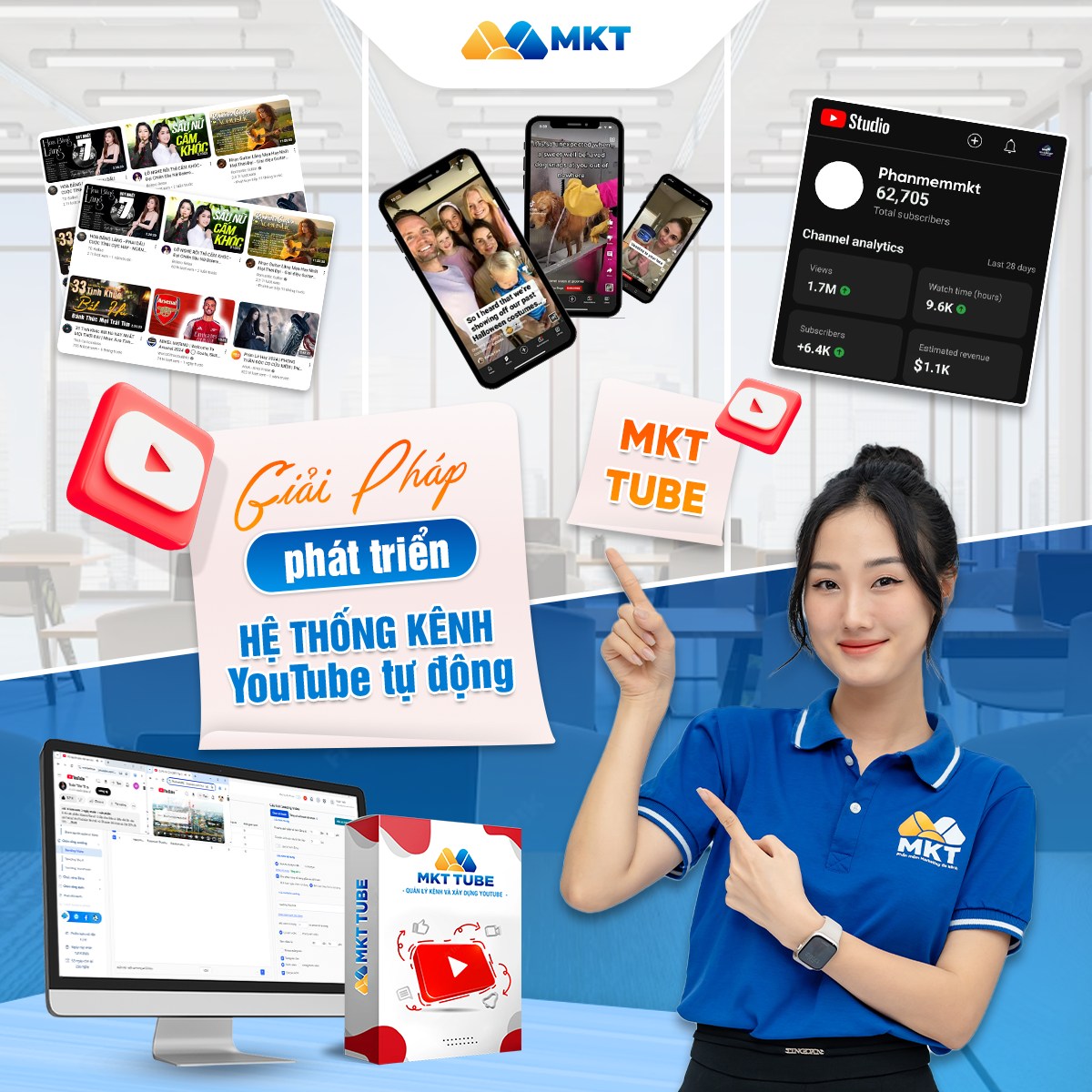 MKT TUBE – Tối ưu vận hành hệ thống YouTube tự động