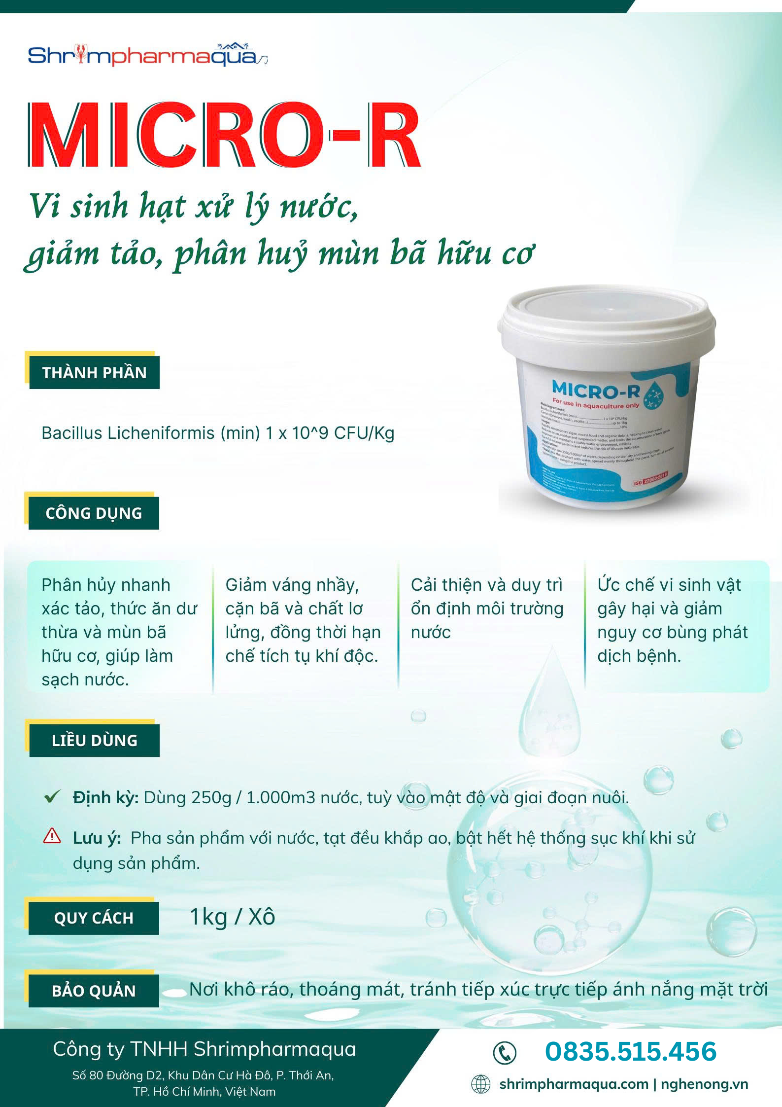 Vi sinh hạt xử lý nước ao tôm