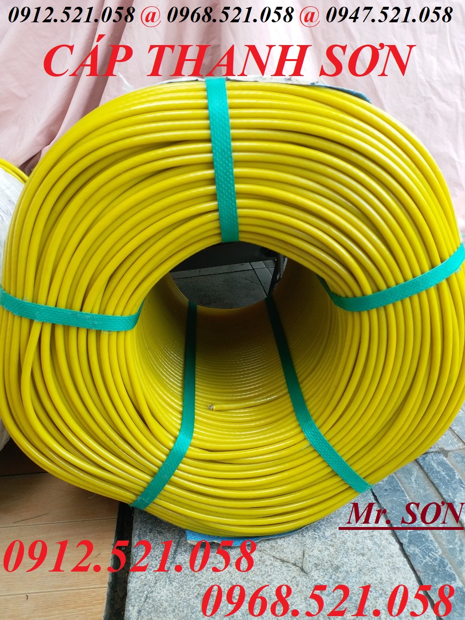 Phi 8,D6,D5,D4,D10 cáp thép bọc nhựa Vàng 0947521058 Tổng đại lý cáp thép Thanh Trì,