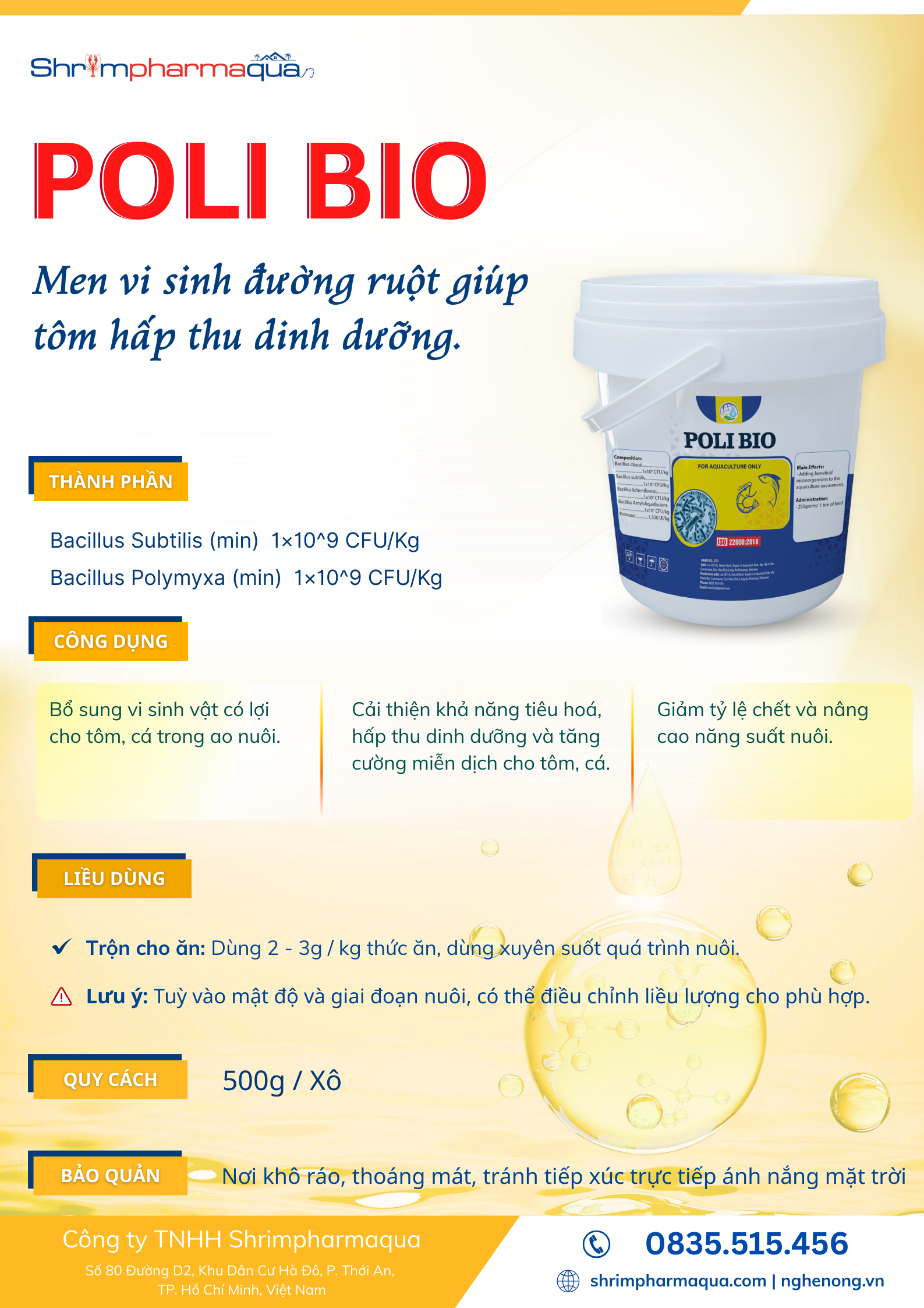 Men vi sinh đường ruột cho tôm