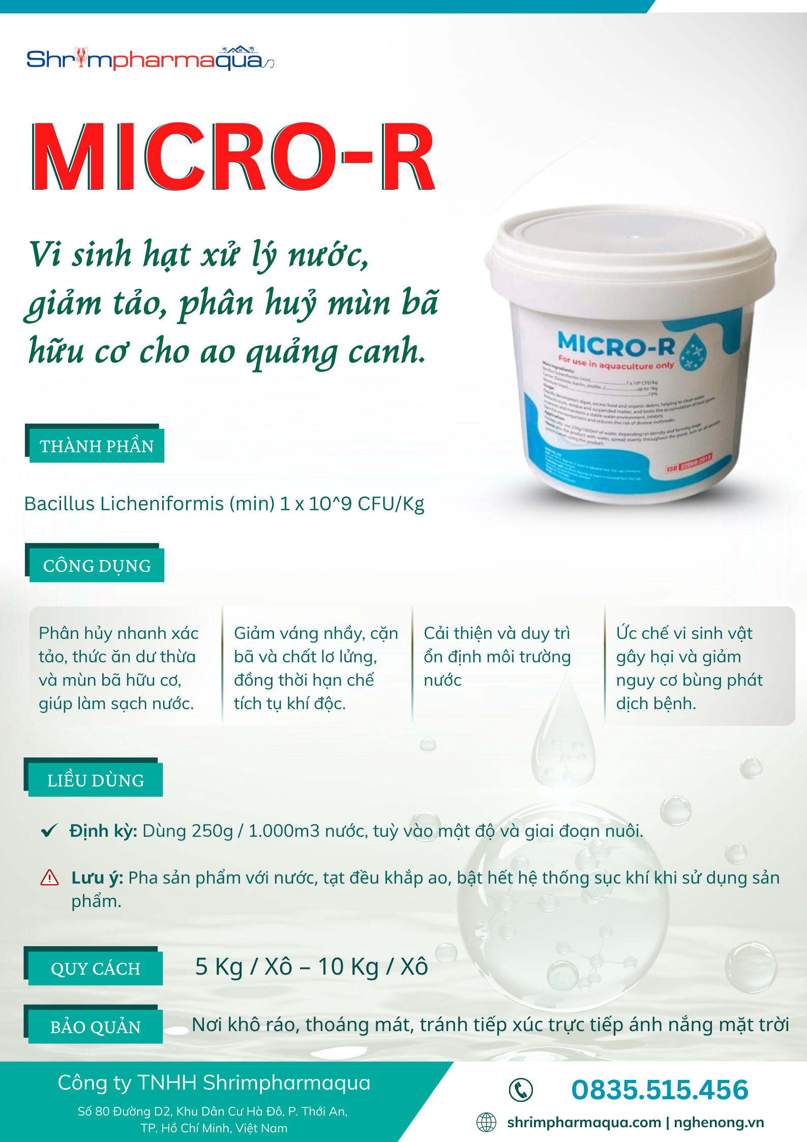 Vi sinh hạt xử lý nước ao tôm
