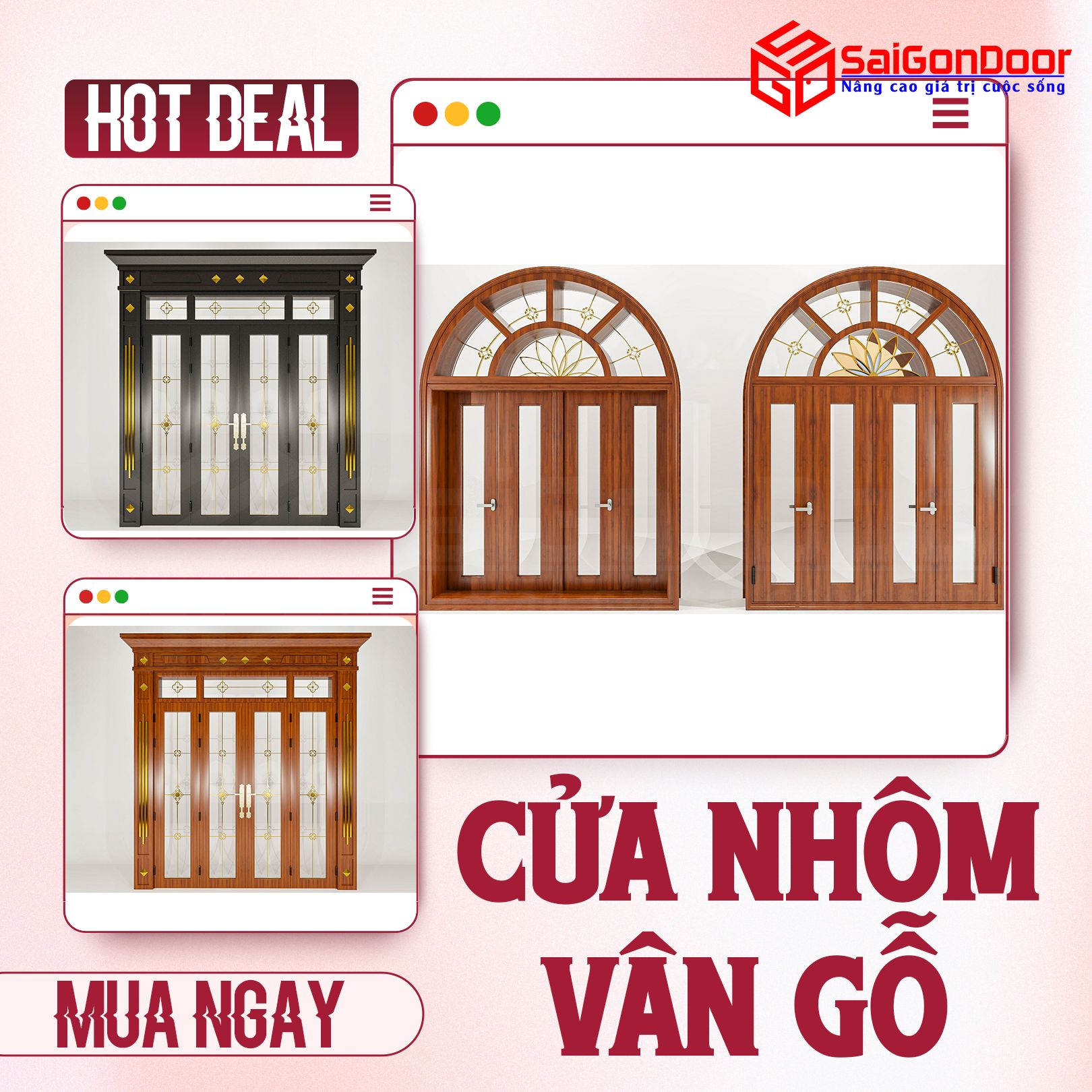 Cửa nhôm vân gỗ - Đẹp như gỗ bền hơn gỗ