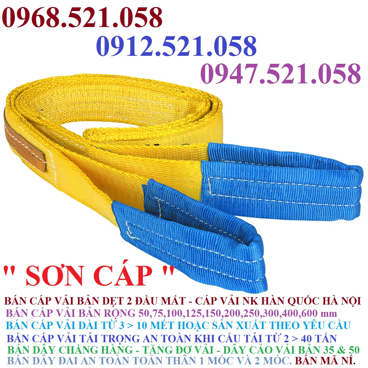 Bán cáp vải cẩu hàng khu vực Thanh Trì 0912521058 Tổng kho cáp thép - Kim khí Thanh S